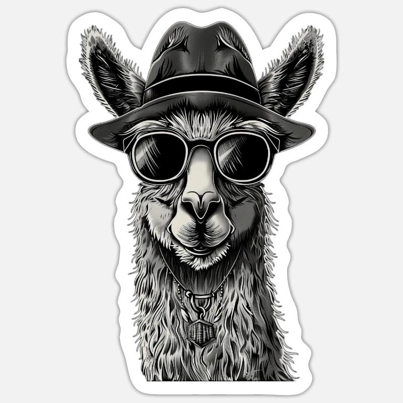 Lama - Sticker taille S (10 x 10 cm) - blanc mat