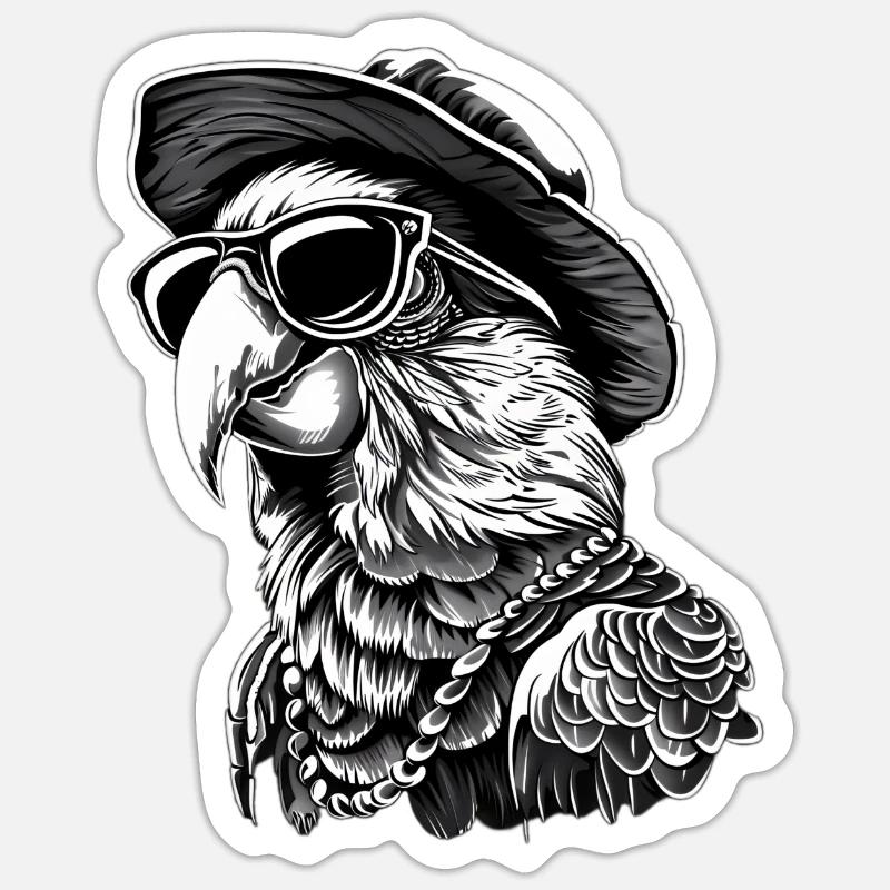 Perroquet - Sticker taille S (10 x 10 cm) - blanc mat