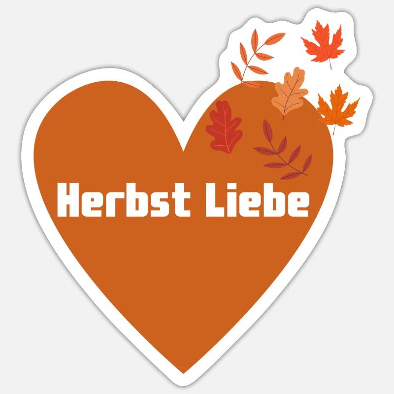 Herz Design Herbst Liebe von Gregor Jell - Sticker Größe S (10 x 10 cm) - Mattweiß