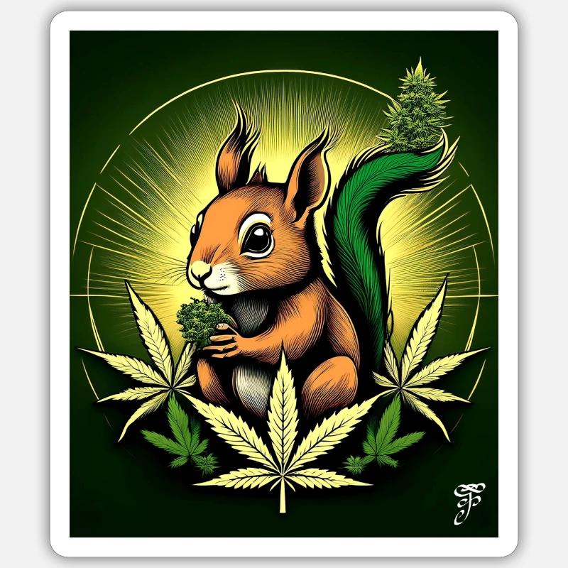 Green Weed Squirrel Sticker size S (10 x 10 cm)