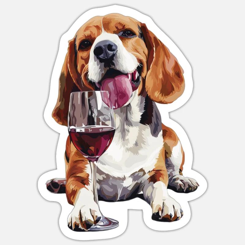 Beagle - Sticker Größe S (10 x 10 cm) - Mattweiß