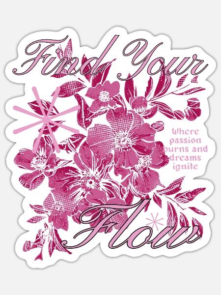 Finde Deinen Flow Blumen Design - Sticker Größe S (10 x 10 cm) - Mattweiß