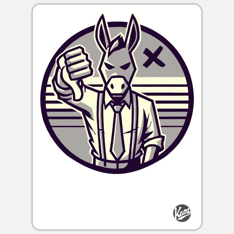 Pouces vers le bas de l’âne refusant Sticker taille S (10 x 10 cm)