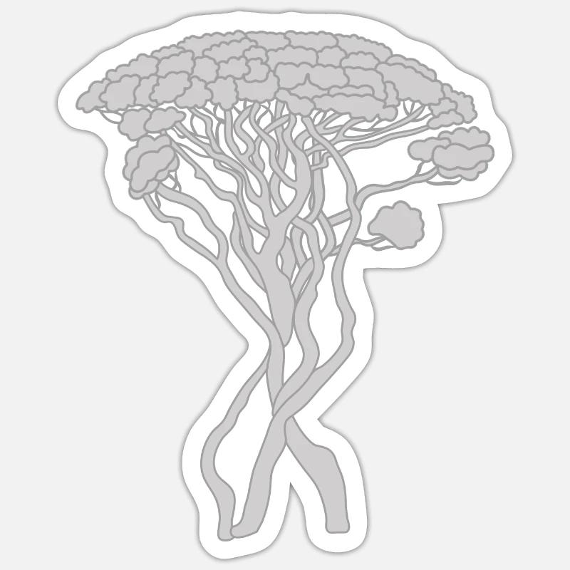 Tree, Capri Pine, Pine, Conifer, Gray Sticker size S (10 x 10 cm)