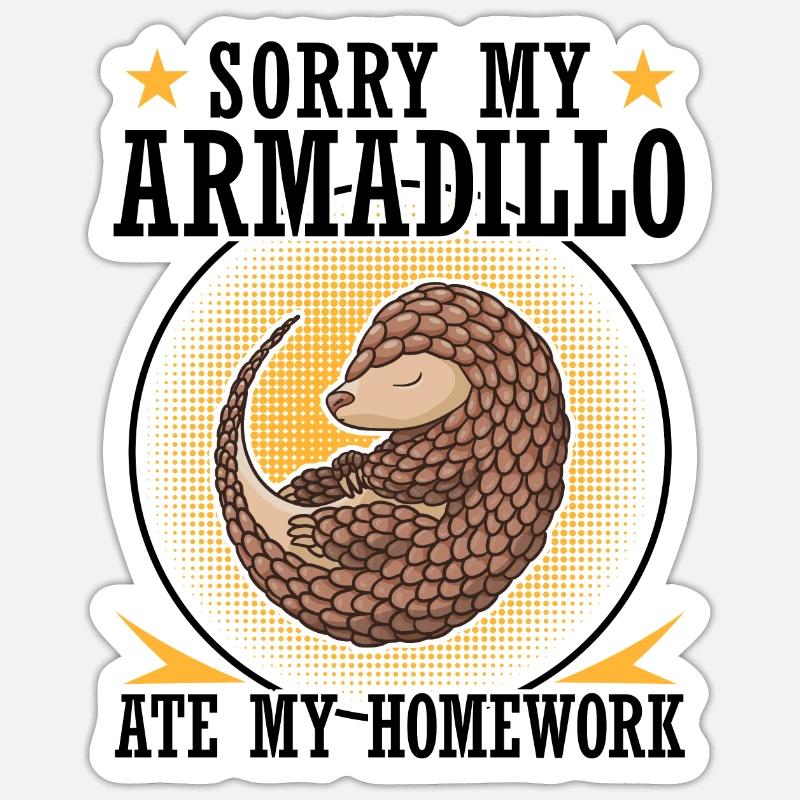 Armadillo mangé devoirs Armadillo Sticker taille S (10 x 10 cm)