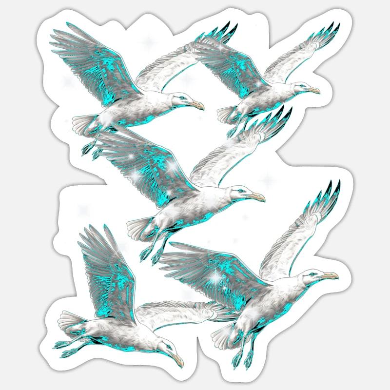Maritim Möwe Möwen Seevögel - Sticker Größe S (10 x 10 cm) - Mattweiß