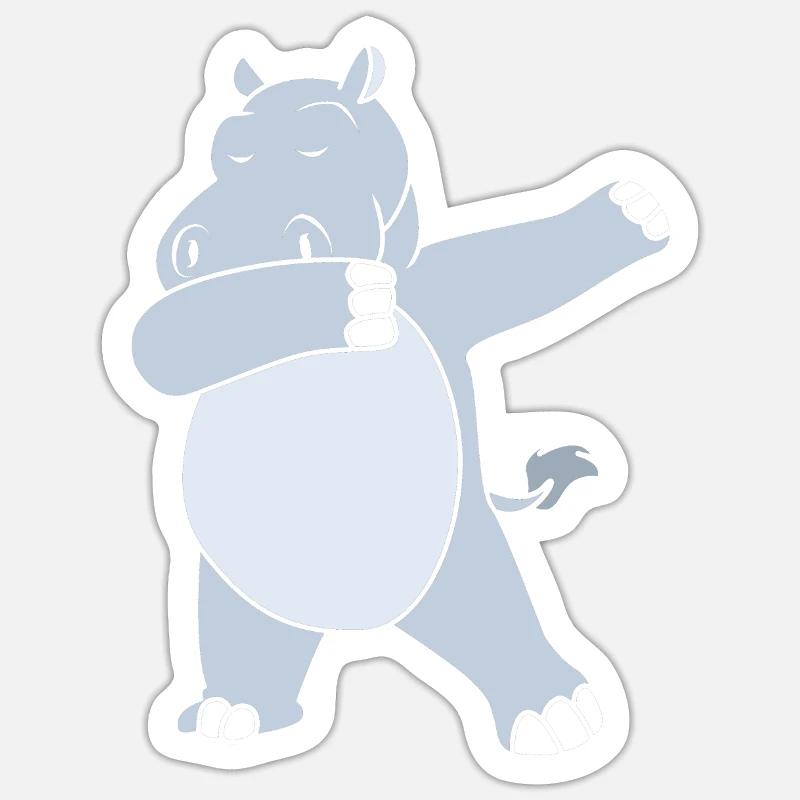 Hippopotame - Sticker taille S (10 x 10 cm) - blanc mat