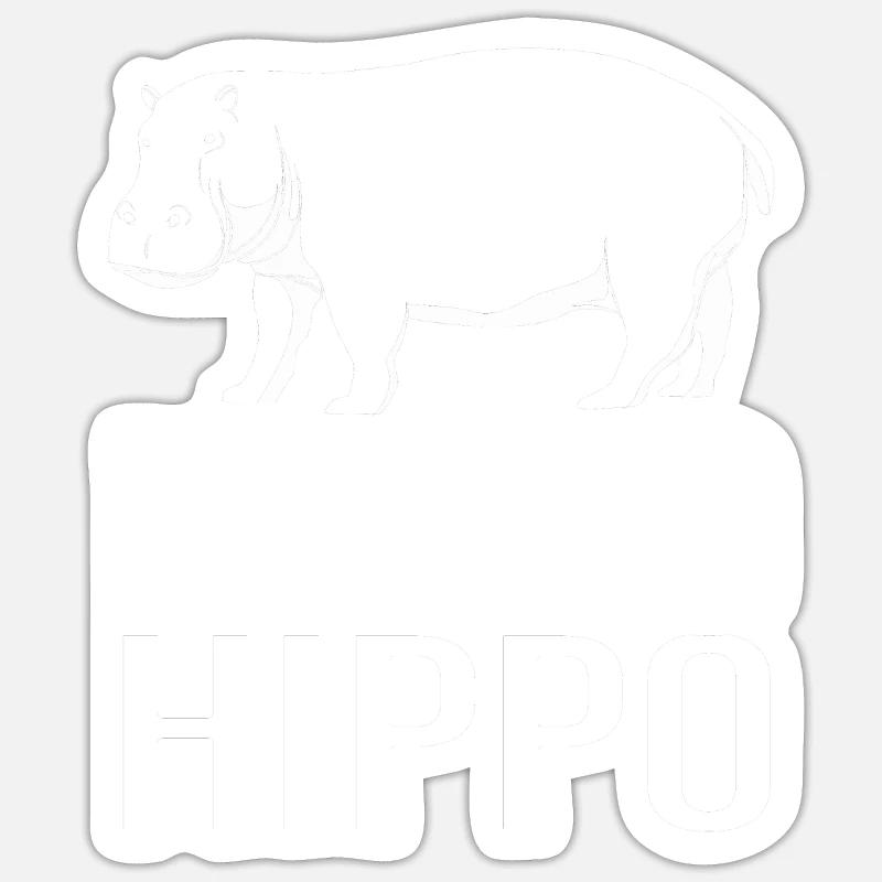 Hippopotame - Sticker taille S (10 x 10 cm) - blanc mat