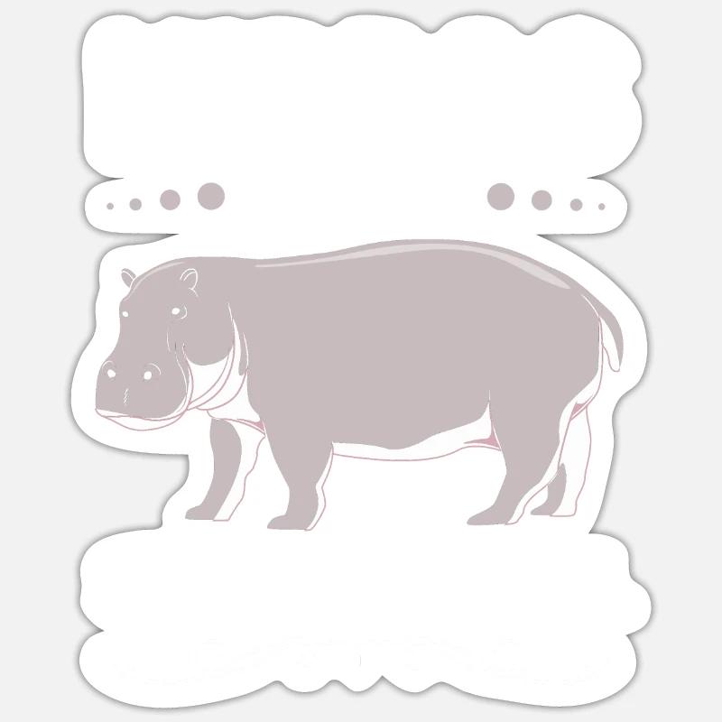 Hippopotame - Sticker taille S (10 x 10 cm) - blanc mat