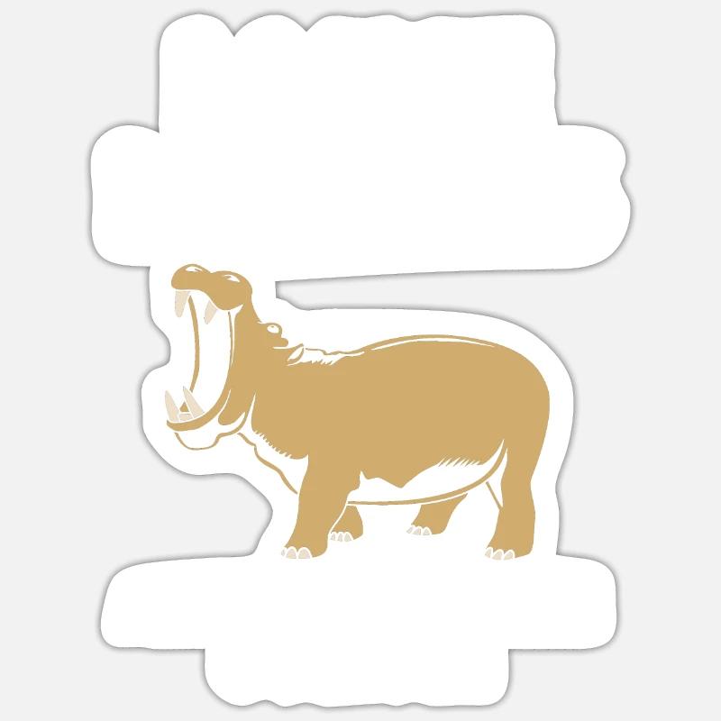 Nilpferd - Sticker Größe S (10 x 10 cm) - Mattweiß