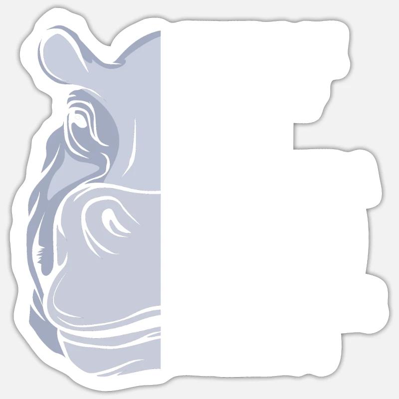 Hippopotame - Sticker taille S (10 x 10 cm) - blanc mat