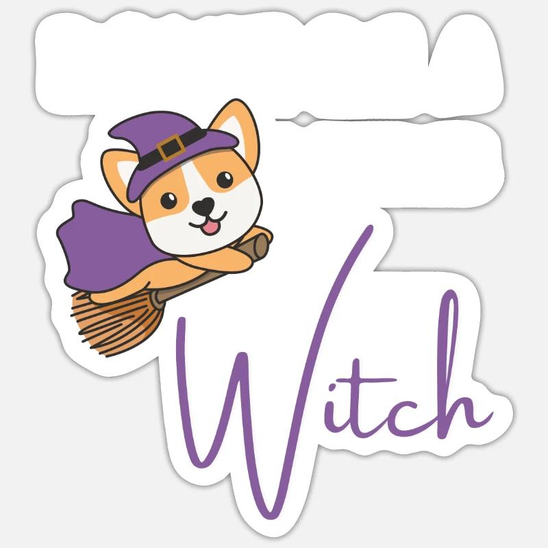 Corgi Halloween Hexen don't be a basic witch Sticker Größe S (10 x 10 cm)