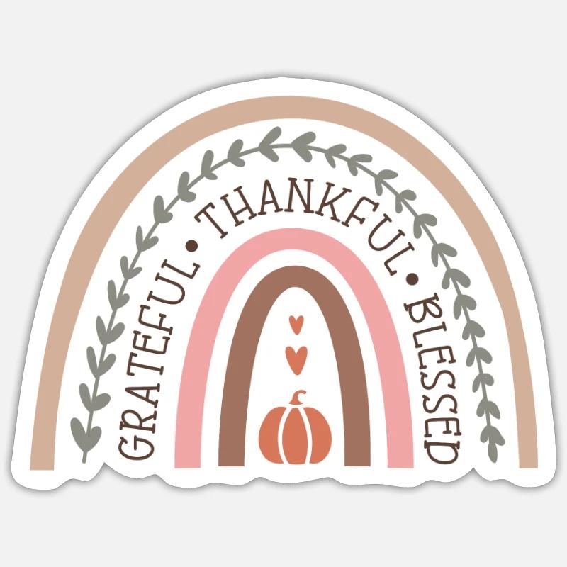 Reconnaissant béni arc-en-ciel conception d’automne - Sticker taille S (10 x 10 cm) - blanc mat
