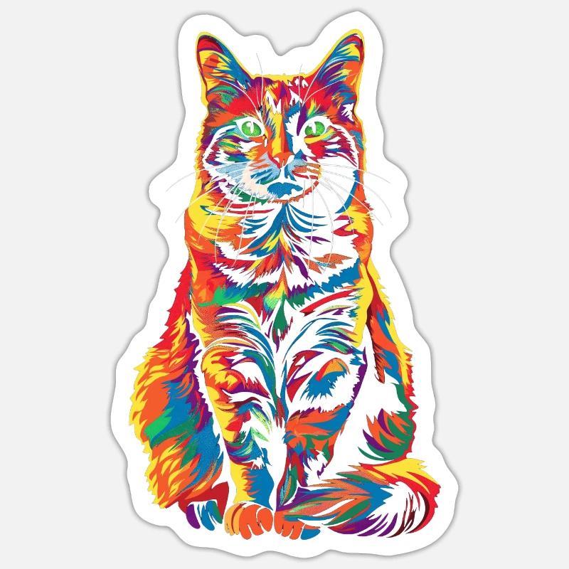 Orange Cat Tabby Cat Popart - Sticker size S (10 x 10 cm) - white matte