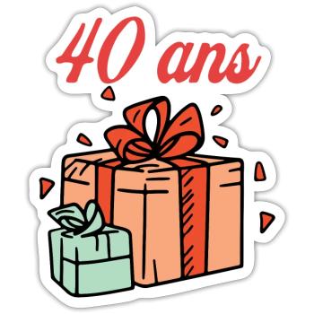 Anniversaire 40 ans - Sticker taille S (10 x 10 cm) - blanc mat - Devant
