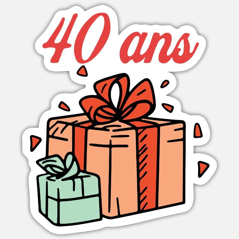 Anniversaire 40 ans Sticker taille S (10 x 10 cm)