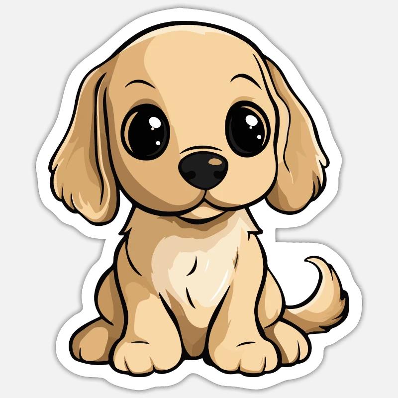 Cocker Spaniel Hund Comic Niedlich - Sticker Größe S (10 x 10 cm) - Mattweiß