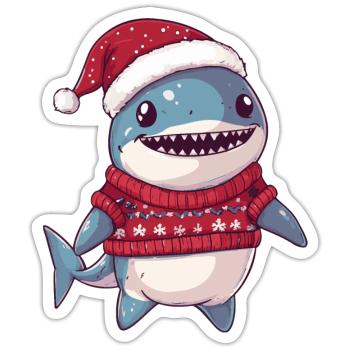 Hai Weihnachten Comic - Sticker Größe S (10 x 10 cm) - Mattweiß - Vorne