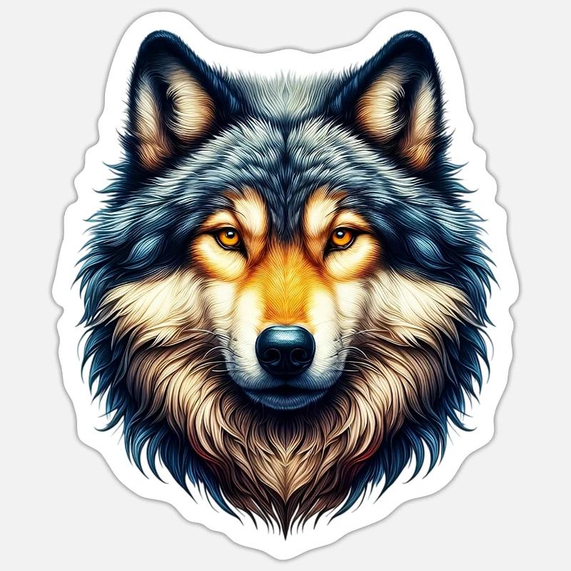 Loup - Sticker taille S (10 x 10 cm) - blanc mat