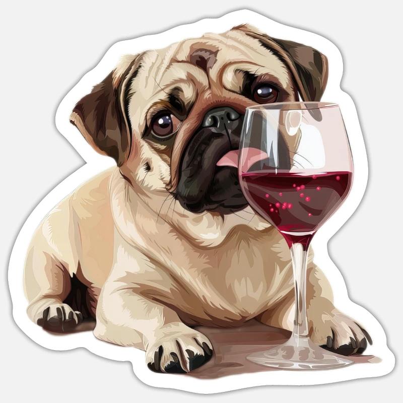 Mops - Sticker Größe S (10 x 10 cm) - Mattweiß