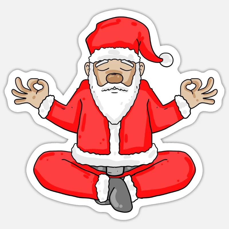 Weihnachtsmann Yoga Geist Körper - Sticker Größe S (10 x 10 cm) - Mattweiß