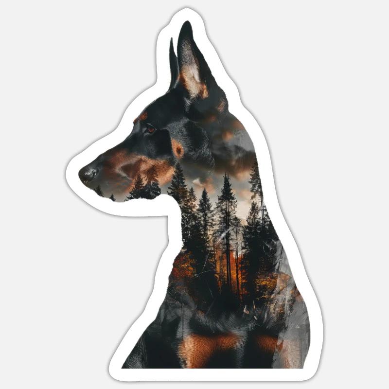 Doberman - Sticker taille S (10 x 10 cm) - blanc mat