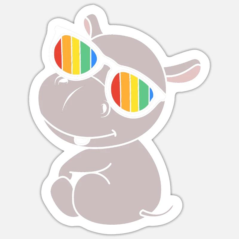 Nilpferd - Sticker Größe S (10 x 10 cm) - Mattweiß