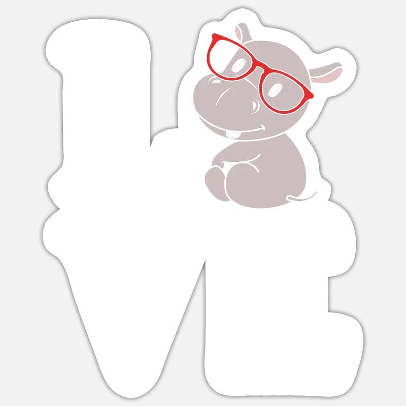 Hippopotame - Sticker taille S (10 x 10 cm) - blanc mat