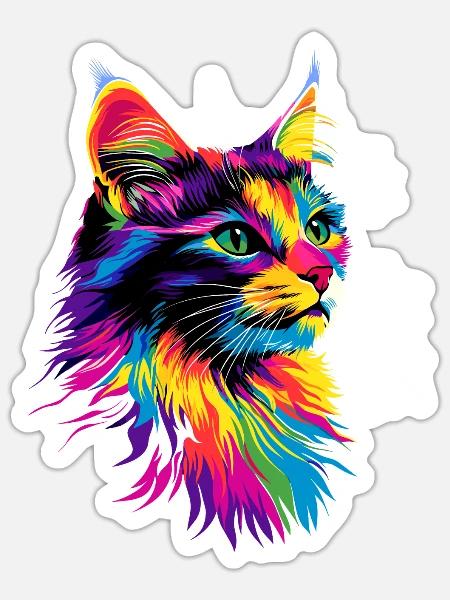 Katze Norwegische Waldkatze Norweger Wald Katzen - Sticker Größe S (10 x 10 cm) - Mattweiß