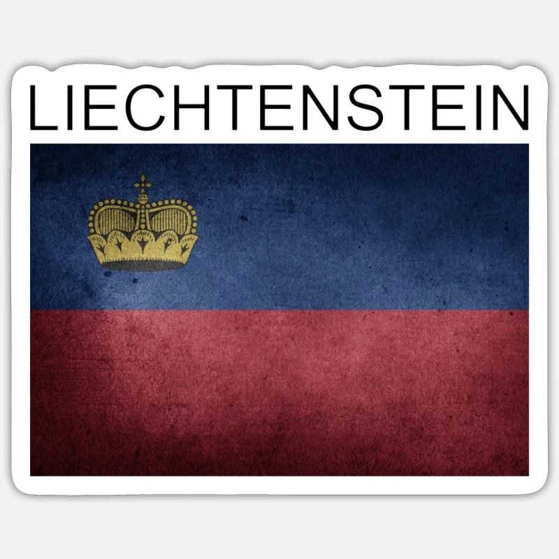 Liechtenstein Drapeau Vaduz Alpes Vacances - Sticker taille S (10 x 10 cm) - blanc mat