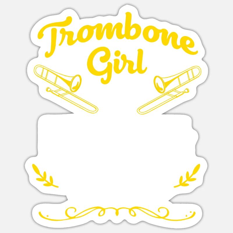 Trombone - Sticker taille S (10 x 10 cm) - blanc mat