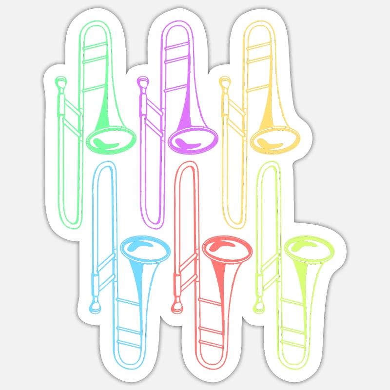 Trombone - Sticker taille S (10 x 10 cm) - blanc mat
