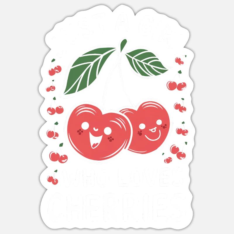 Kirsche Kirschen Früchte Essen - Sticker Größe S (10 x 10 cm) - Mattweiß