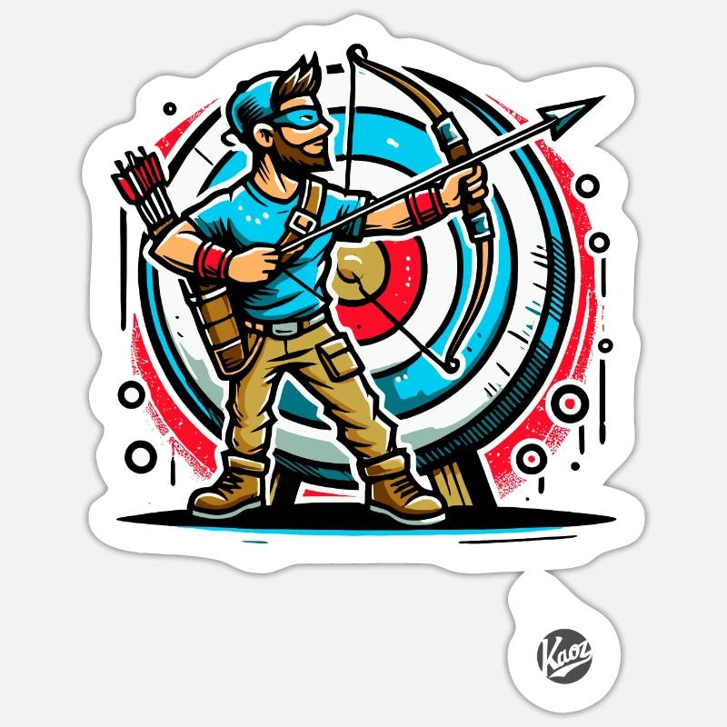 Super Archer – Arc et flèches - Sticker taille S (10 x 10 cm) - blanc mat