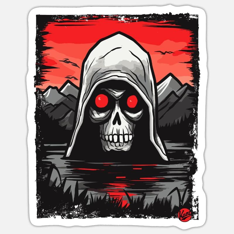 Skull Grim Reaper - Sticker size S (10 x 10 cm) - white matte