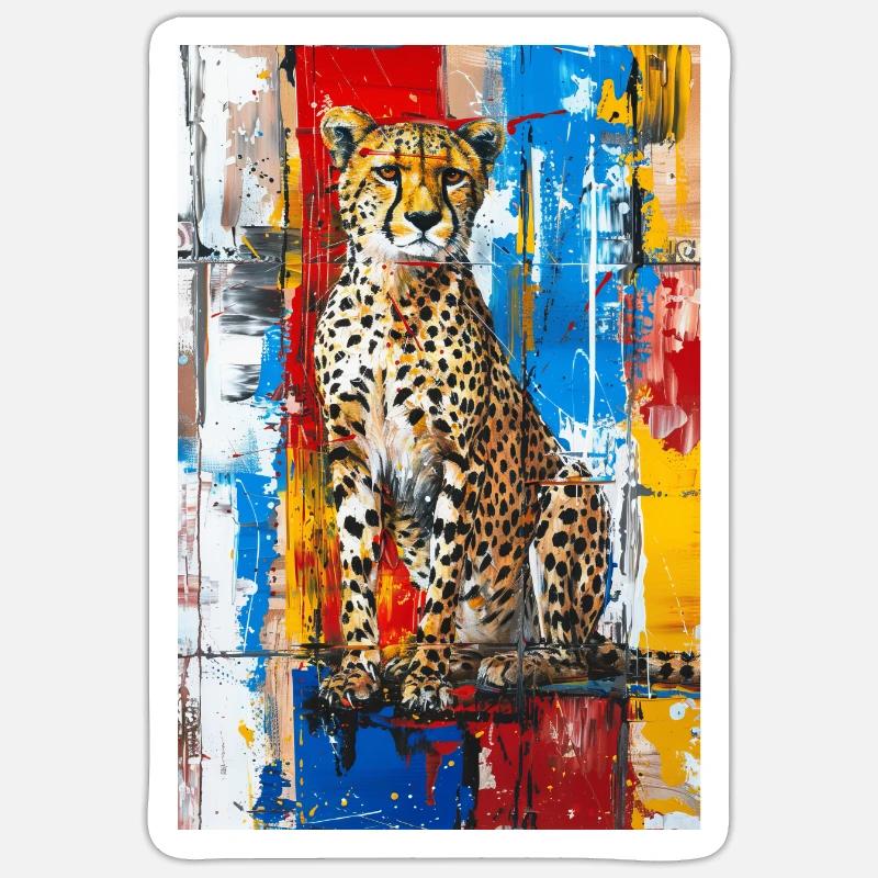 Guépard - Sticker taille S (10 x 10 cm) - blanc mat