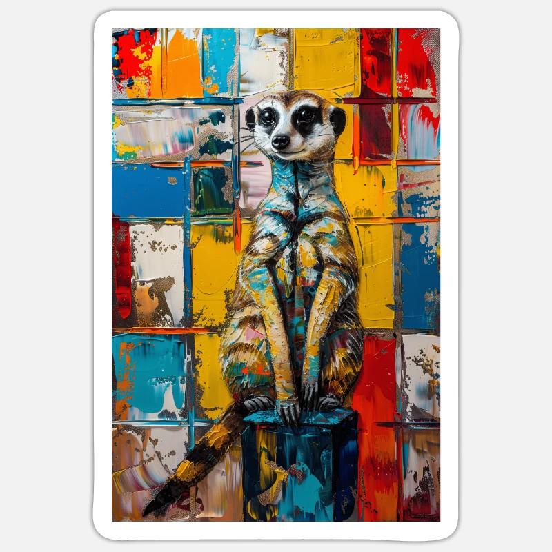 Suricate - Sticker taille S (10 x 10 cm) - blanc mat