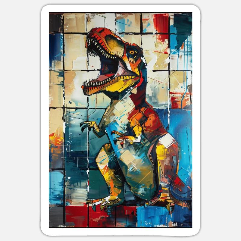 T-Rex - Sticker taille S (10 x 10 cm) - blanc mat
