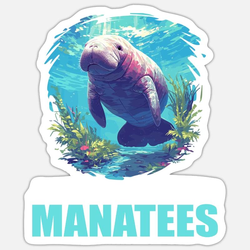 Seekuh Manatees Manatee - Sticker Größe S (10 x 10 cm) - Mattweiß