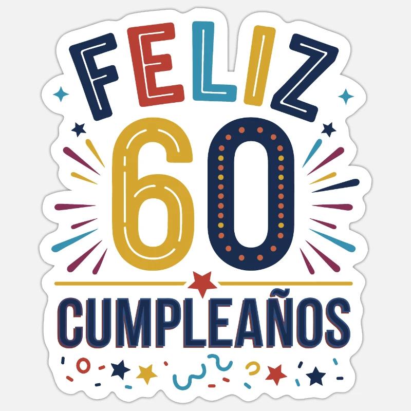 ¡Feliz 60 Cumpleaños! - Sticker taille S (10 x 10 cm) - blanc mat