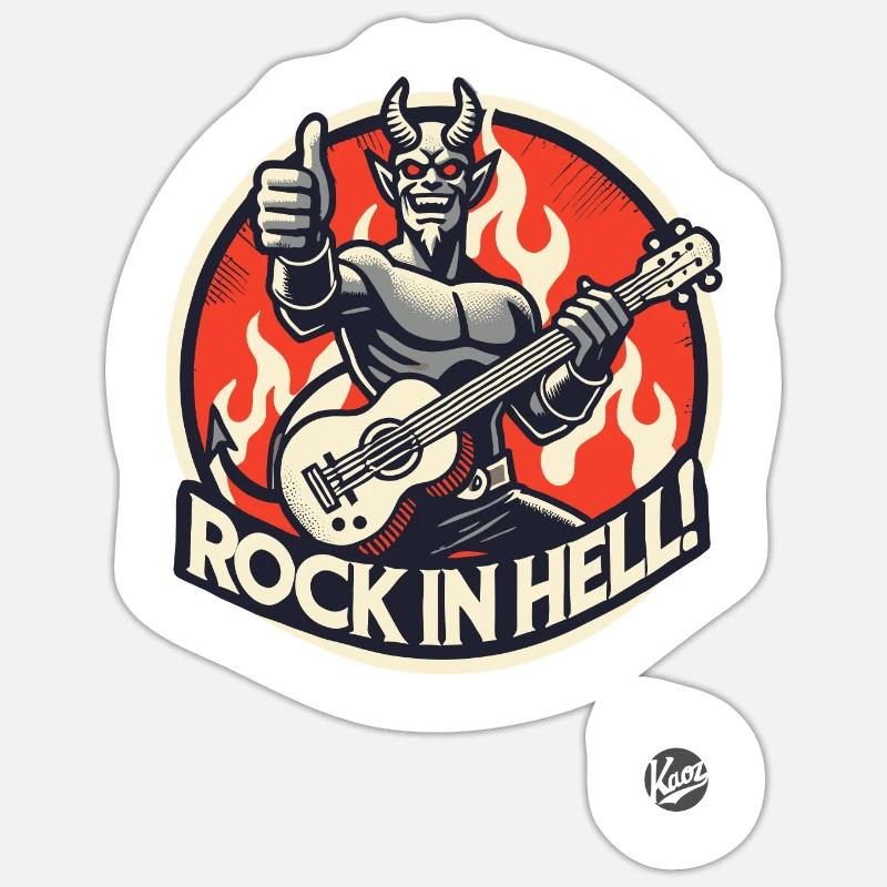 Devilish Guitar Player – Rock in Hell Sticker size S (10 x 10 cm)
