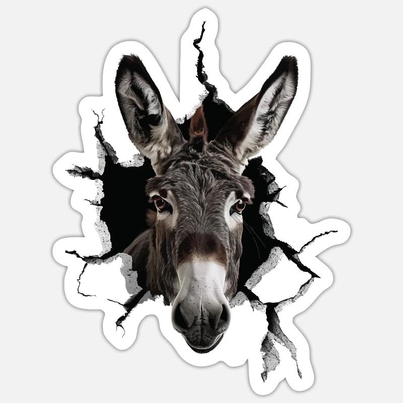 Âne - Sticker taille S (10 x 10 cm) - blanc mat