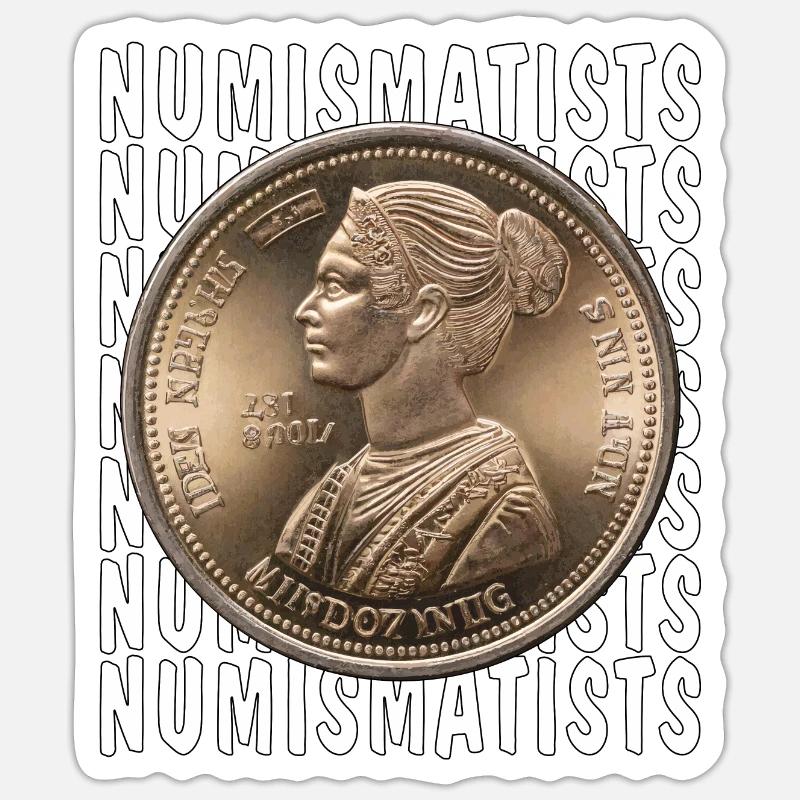 PIÈCES DE MONNAIE NUMISMATES - Sticker taille S (10 x 10 cm) - blanc mat