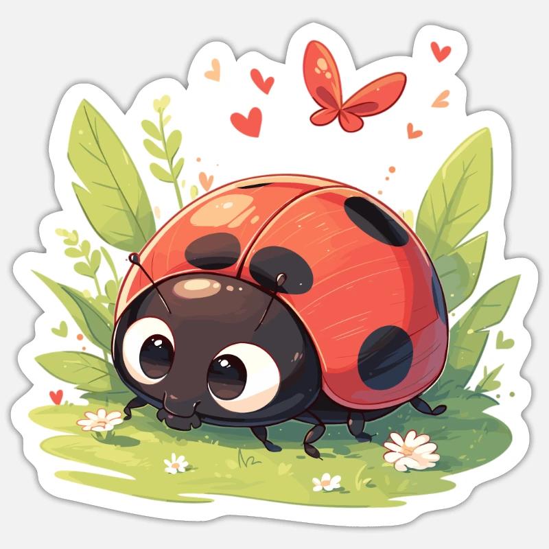 Ladybug Marienkäfer - Sticker Größe S (10 x 10 cm) - Mattweiß