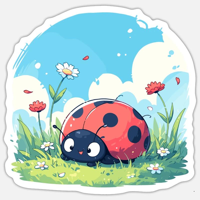 Ladybug Marienkäfer - Sticker Größe S (10 x 10 cm) - Mattweiß