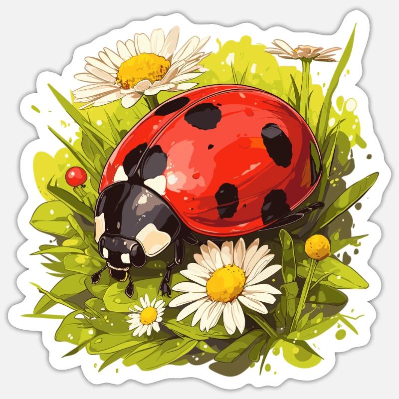 Ladybug Marienkäfer - Sticker Größe S (10 x 10 cm) - Mattweiß