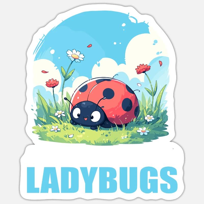 Ladybug Marienkäfer - Sticker Größe S (10 x 10 cm) - Mattweiß