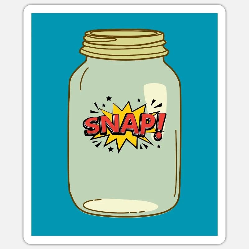 Snap! in a Jar – Fun Comic Style Design - Sticker size S (10 x 10 cm) - white matte