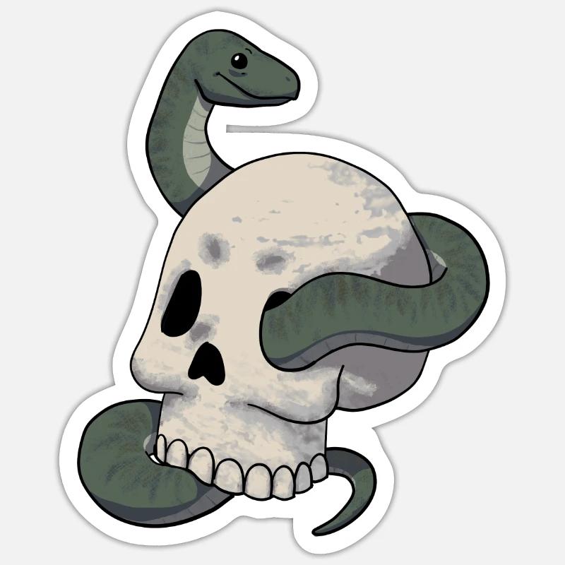 Snake and skull - Sticker size S (10 x 10 cm) - white matte