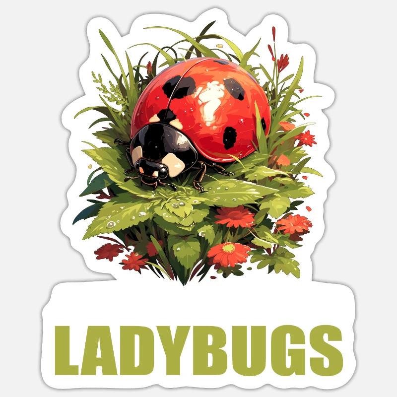 Ladybug Marienkäfer - Sticker Größe S (10 x 10 cm) - Mattweiß